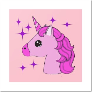 Cute pink Unicorn pony Posters and Art